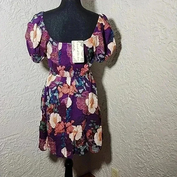 Band of the Free NWT MINI DRESS iimee purple smoked flowy"s - Picture 8 of 14